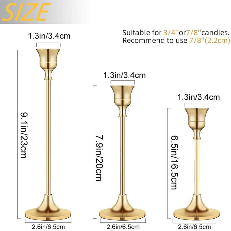 Candlestick Holder, 3 Counts set Exquisite Elegant Taper Candle Holder, Vintage Candle Stick Holder for Fireplace Party Dining Home Decor