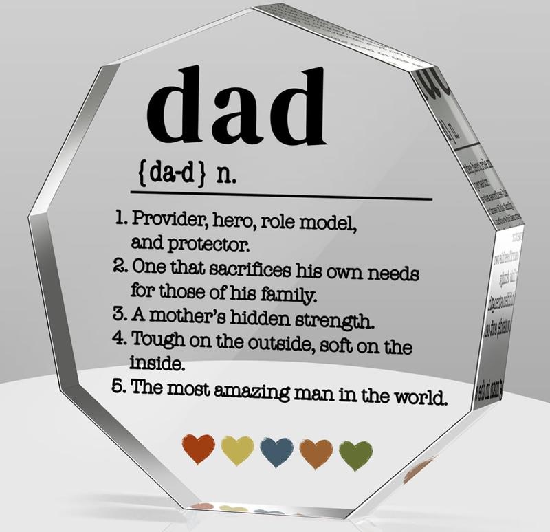 Acrylic Dad Award Decor, 1 Count Clear Dad's Inspirational Words Statue, Father's Day Gift, Award for Father Of The Year Gifts for Home, Gift for Dad, Desk Ornaments for Home, Home Decor