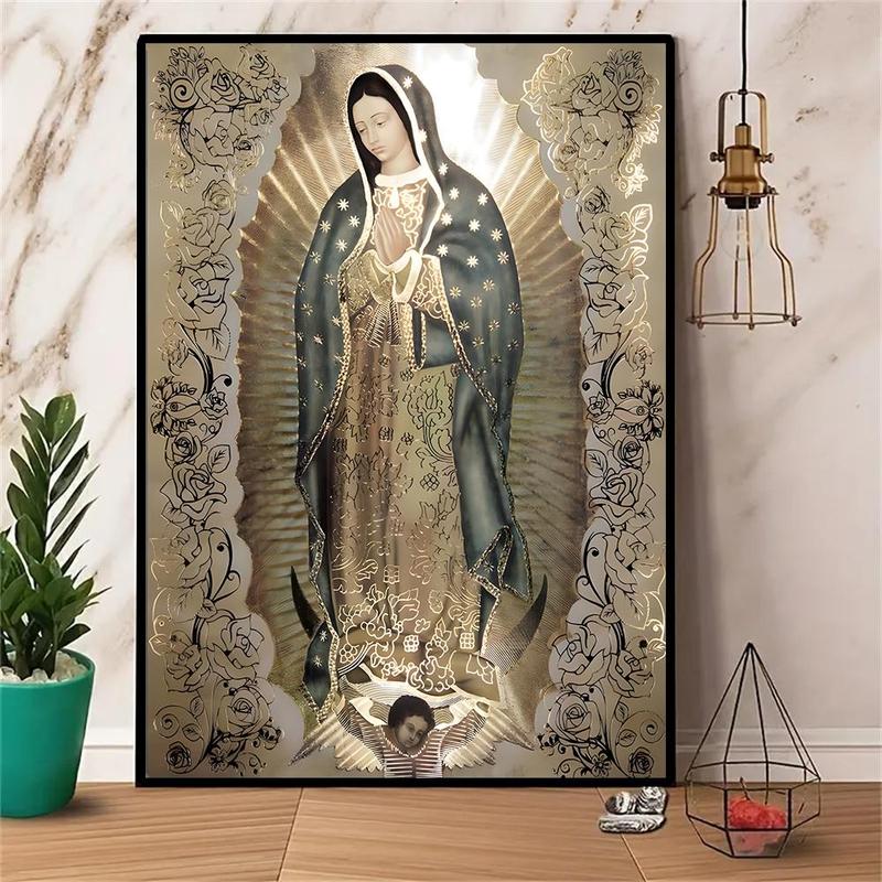 Virgin Mary Pattern Unframed Painting, Canvas Wall Art, Decorative Painting for Home Living Room Bedroom