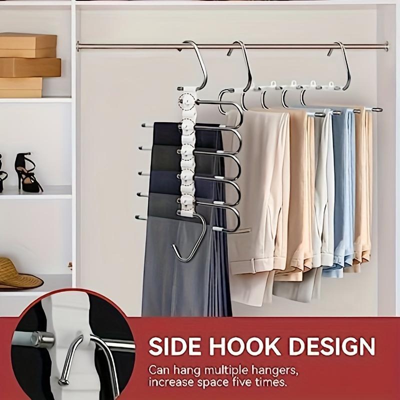 S-shaped Pants Hanger, 1 Count Space Saving 5 9 Layers Clothes Holder, Wardrobe Storage Hanger for Jeans Tights Trousers