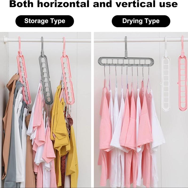 Multifunctional Wall Mounted Clothes Hanger, 6counts set Space Saving Clothes Hanger with 9 Holes, Clothes Organizer for Wardrobe, Home Organizer for Dresses, Jackets, Scarves, T-shirts