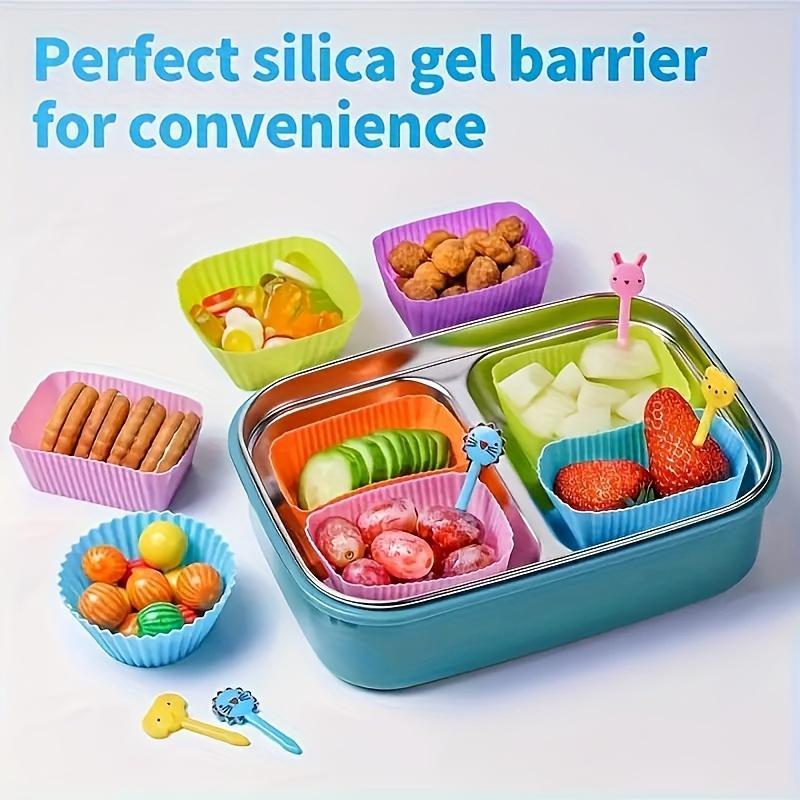 Silicone Muffin Cups & Fruit Forks without Lunch Box, 40pcs set Lunch Box Dividers, Durable, Reusable Baking Tools, Suitable for Home Party Camping Picnic, 2024 Kitchen Gadgets, Fall Decor