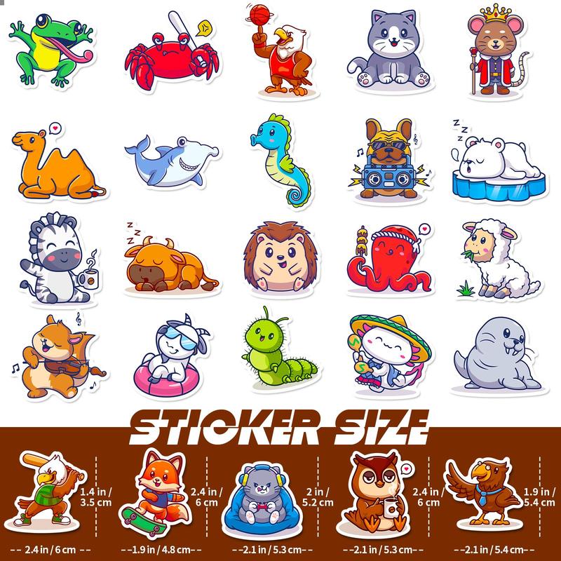 50pcs Cartoon Animal Pattern Sticker, Creative Multi-purpose Sticker For DIY Craft, Decoration, Hand Account