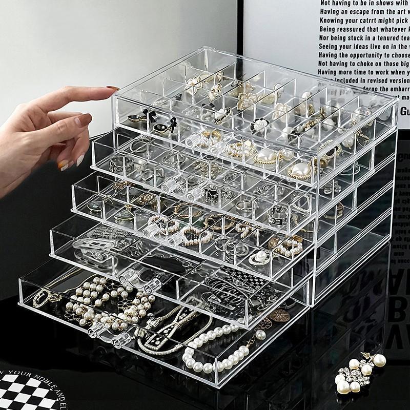 Layers Plastic Dustproof Jewelry Box, 1 Count Jewelry Storage Box, Transparent Large Jewelry Storage Display Case, Multi-layer Jewelry Earrings Rings Necklaces Bracelets Pendants Organizer