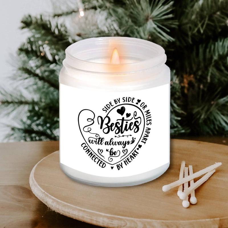 Lavender Scented Candle, 1 Count Letter & Heart Pattern Best Friend Themed Candle, Sweet Relaxation Ornament for Home Bedroom Living Room Bathroom