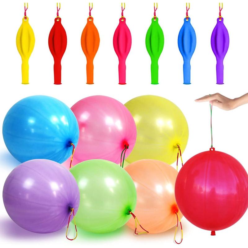 30Pcs Punch Balloons, Thickened Neon Punching Balloon Heavy Duty with Rubber Band Handle Birthday Party Favors for Kids Weddings Goodie Bag Supply