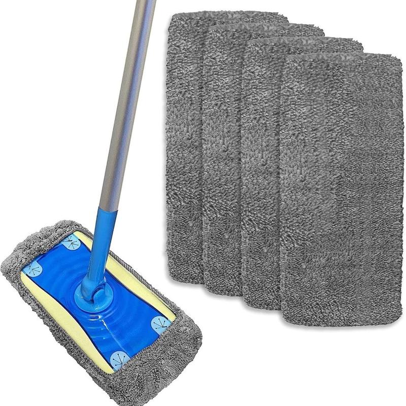 Mop Replacement Head, 4 Counts Washable & Reusable Dry & Wet Dual-use Flat Mop Cloth Cover, Household Cleaning Tool