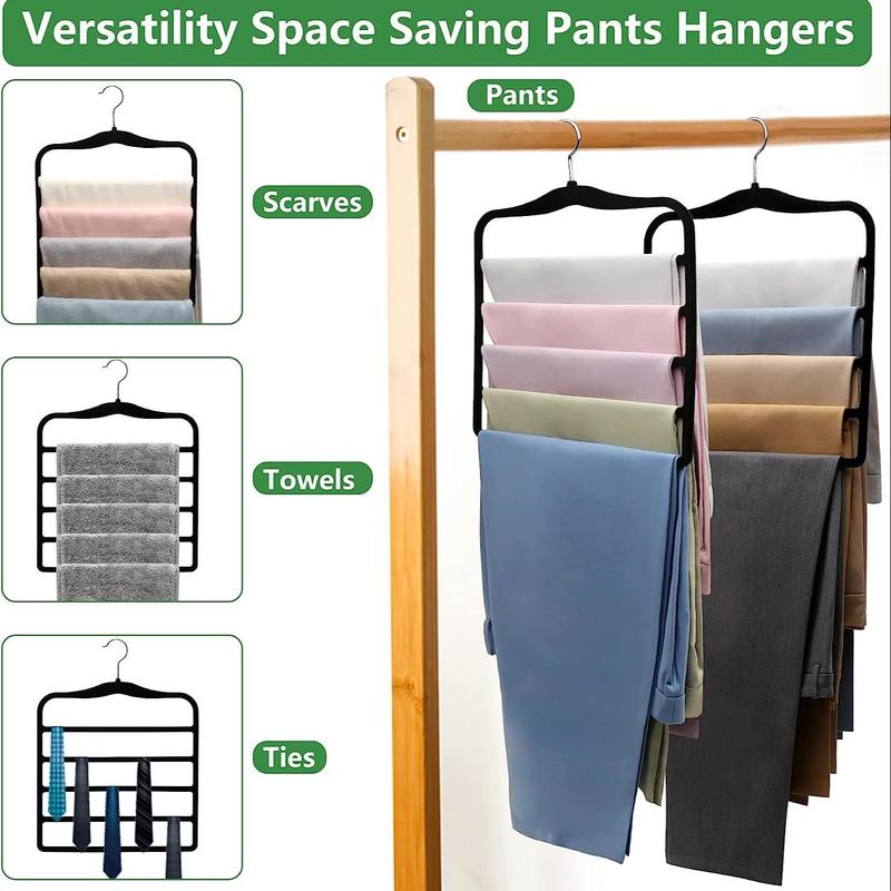 Pants Storage Hangers, 3 Counts set Soft & Durable Clothes Hanger, Space Saving Clothes Organizer for Wardrobe, Home Storage Organizer Supplies, Closet Organizers, Dorm Essentials