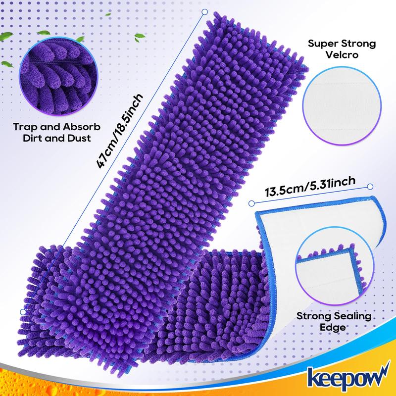 KEEPOW Pet System Microfiber Sweeping Pad for Mop, Replacement Pad for Floor Cleaner Dog & Hardwood Floors, 18 Inch Washable Cleaning & Dusting Pads, Attracts & Picks Up Pet Hair