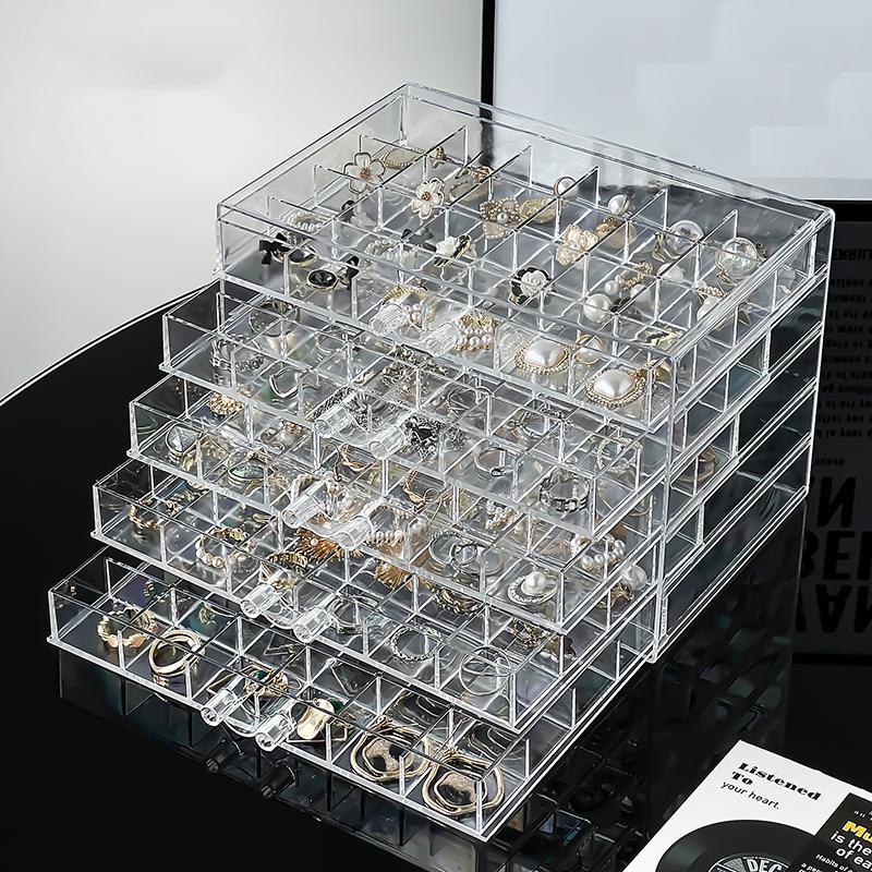 Layers Plastic Dustproof Jewelry Box, 1 Count Jewelry Storage Box, Transparent Large Jewelry Storage Display Case, Multi-layer Jewelry Earrings Rings Necklaces Bracelets Pendants Organizer