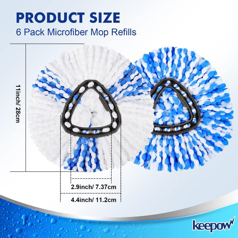 KEEPOW RinseClean Spin Mop Replacement Head, Microfiber Mop Refills Compatible with EasyWring RinseClean 2 Tank System for Floor Cleaning