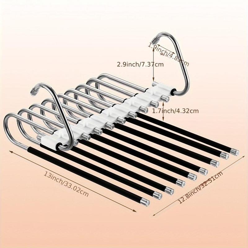 S-shaped Pants Hanger, 1 Count Space Saving 5 9 Layers Clothes Holder, Wardrobe Storage Hanger for Jeans Tights Trousers