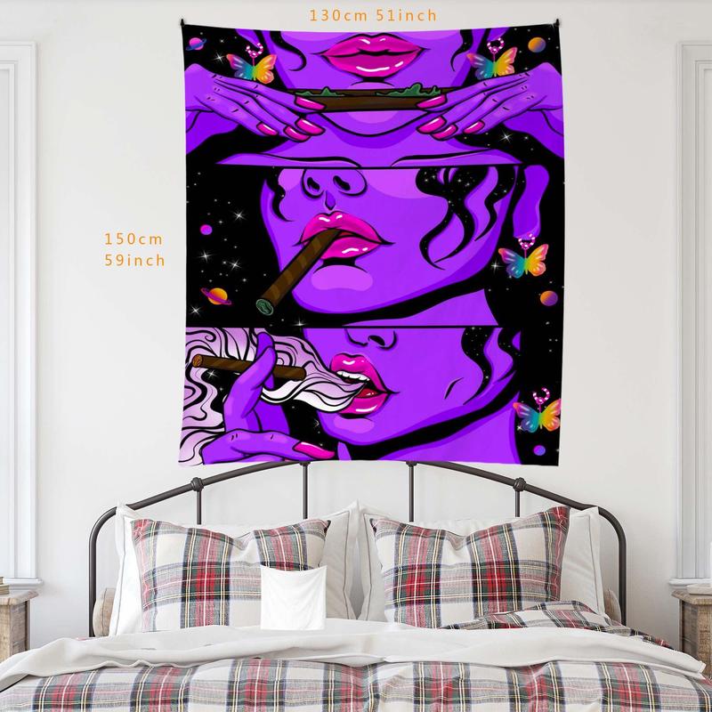 Girl Pattern Tapestry, Modern Wall Decor Hanging Tapestry, Polyester Aesthetic Poster for Bedroom Dorm Room Decor, Bedroom Accessories for Home Decor, Dorm Essentials