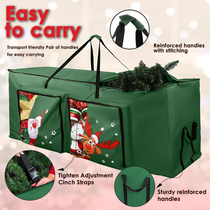 SHareconn Christmas Tree Storage Bag for 7.5 9ft Trees, 2 Pockets, Reinforced Handles, Dual Zipper, 600D Oxford Waterproof Material, Red, Green