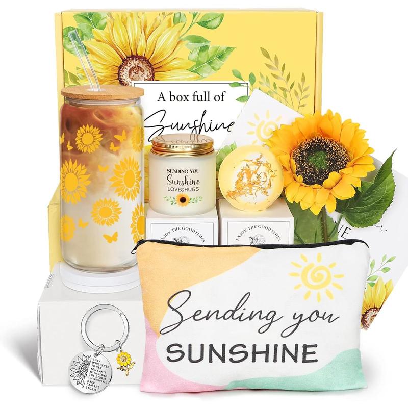 Birthday Gifts for Women, Get Well Soon Gifts Sending Sunshine Sunflower Gift Baskets, Self Care Gifts for Women Her Best Friends Bestie Sister Mom Female, Inspirational Gifts for Women Mother Day