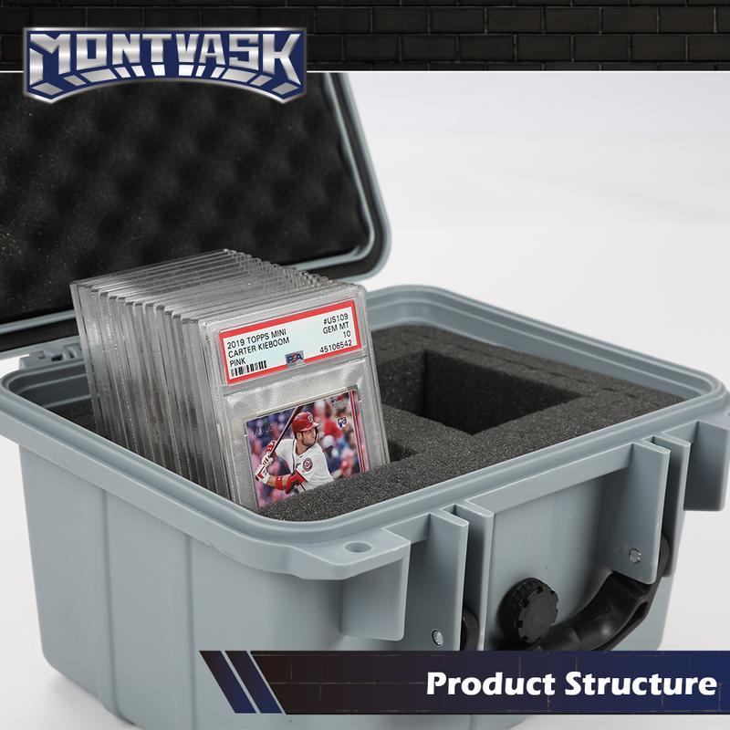 PIT66 Graded Card Storage Box Deep Travel Size Waterproof Case Slab Protector Graded Card Storage Box Compatible with BGS PSA SGC FGS Graded Sports Trading Cards Gray car interior storage accessory