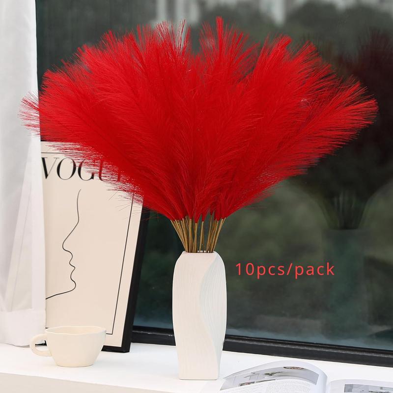 Faux Cortaderia Selloana without Vase, 10pcs set Artificial Pampas Grass for Home Wedding Party Decoration, Party Atmosphere Decorations, Home Decor