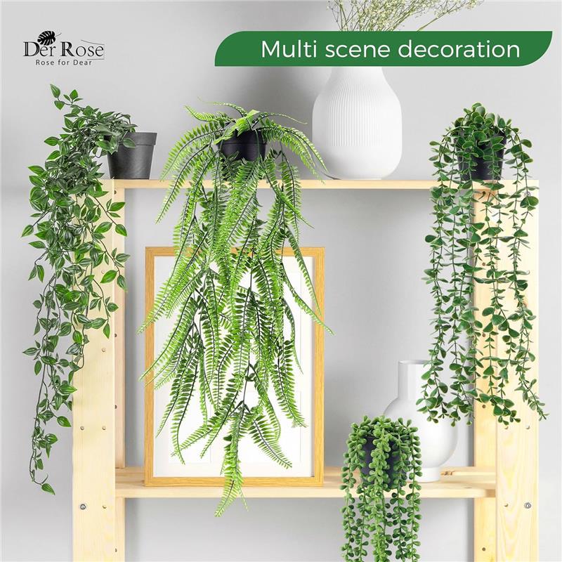 4 Pack Fake Hanging Plants Artificial Decor Faux Potted Greenery Hanging Plants Indoor for Room Home Shelf Outdoor Decor