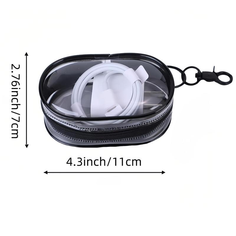 Clear Charging Cable Storage Bag, 1 Count Transparent Compact Organizer for Travel, Data Cables, Headphones & More, Mini Cord and Charger Organizer