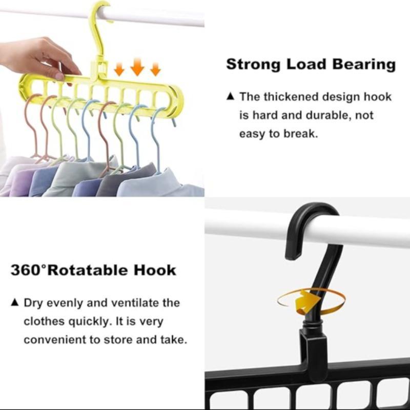 9 Holes Clothes Hanger, 10pcs Multifunctional Space Saving Clothes Hanger, Home Organizer for Bedroom Wardrobe Closet