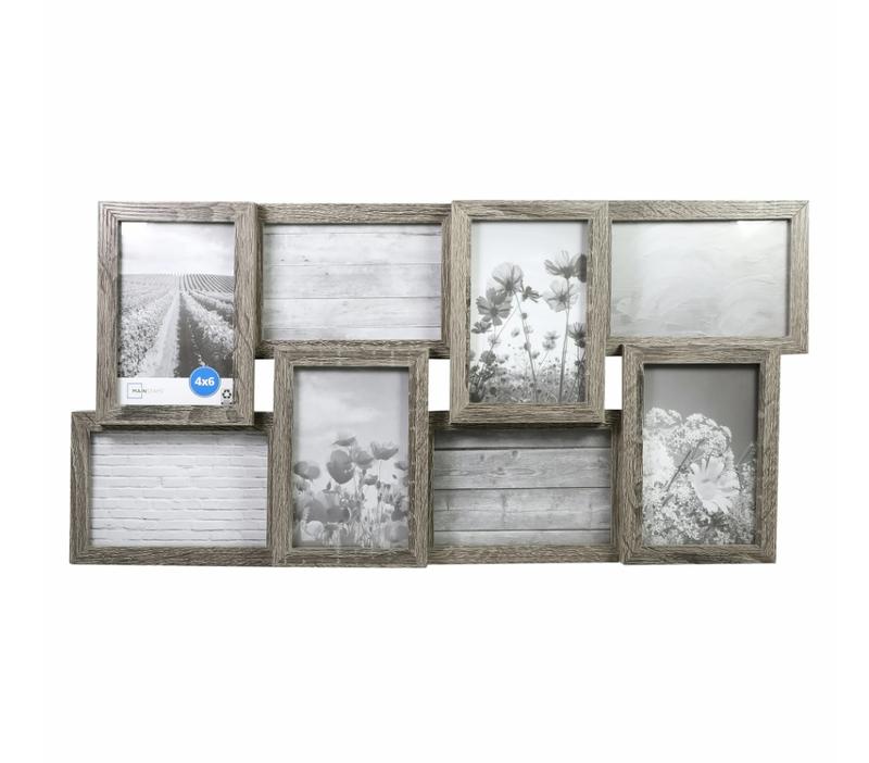 4x6 8-Opening Linear Gallery Collage Picture Frame, Rustic Gray