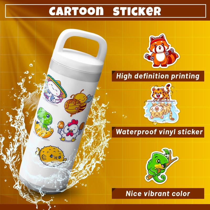 50pcs Cartoon Animal Pattern Sticker, Creative Multi-purpose Sticker For DIY Craft, Decoration, Hand Account