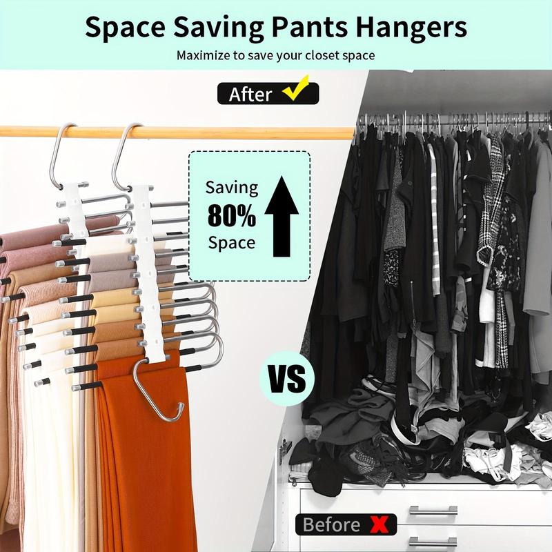 S-shaped Pants Hanger, 1 Count Space Saving 5 9 Layers Clothes Holder, Wardrobe Storage Hanger for Jeans Tights Trousers