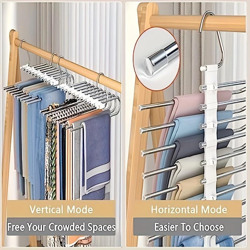 S-shaped Pants Hanger, 1 Count Space Saving 5 9 Layers Clothes Holder, Wardrobe Storage Hanger for Jeans Tights Trousers