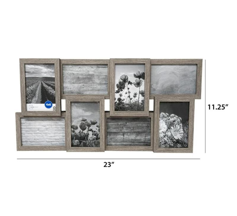 4x6 8-Opening Linear Gallery Collage Picture Frame, Rustic Gray