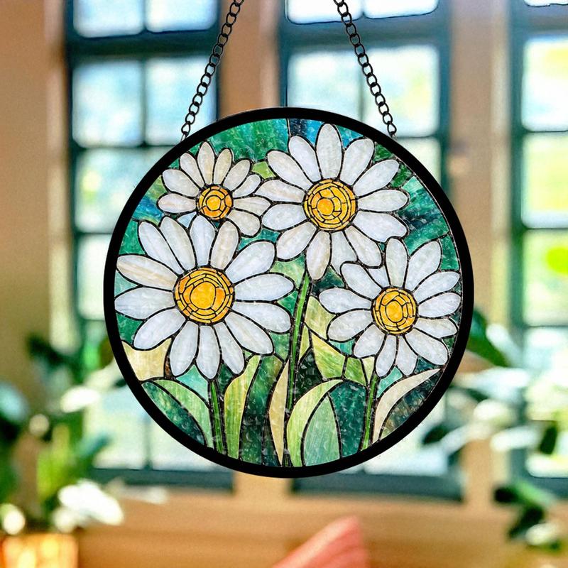 Birth Month Flower Stained Glass Suncatcher Window Hangings, Birth Flower Floral Home Decor Door Hanger Suncatchers Decor, Stained Glass Art