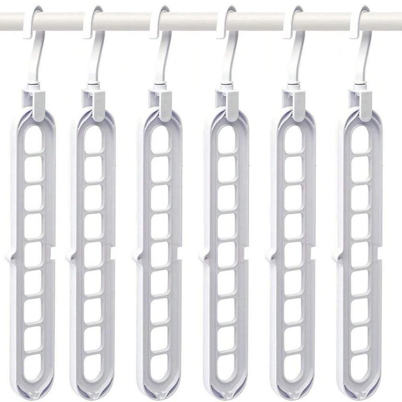 Multifunctional Wall Mounted Clothes Hanger, 6counts set Space Saving Clothes Hanger with 9 Holes, Clothes Organizer for Wardrobe, Home Organizer for Dresses, Jackets, Scarves, T-shirts