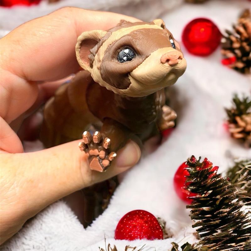 Sable Ferret - Articulated 3D Printed - Unique Home Decor Ornament