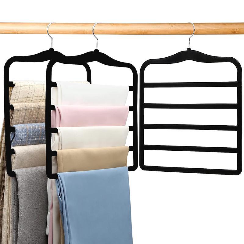 Pants Storage Hangers, 3 Counts set Soft & Durable Clothes Hanger, Space Saving Clothes Organizer for Wardrobe, Home Storage Organizer Supplies, Closet Organizers, Dorm Essentials