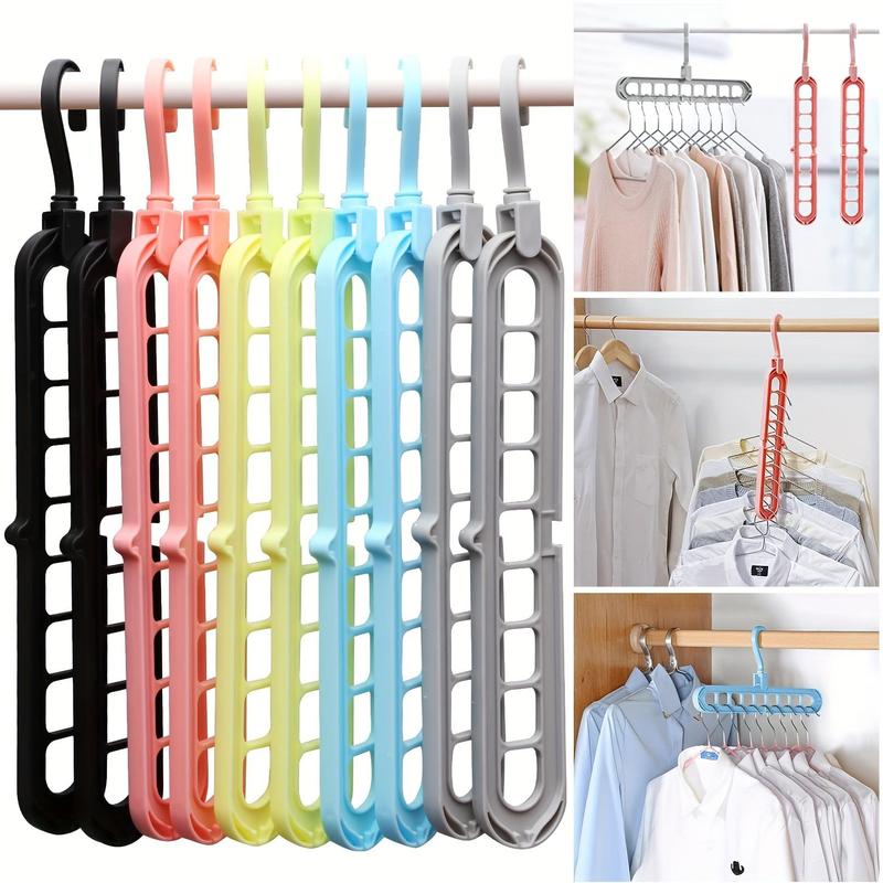 9 Holes Clothes Hanger, 10pcs Multifunctional Space Saving Clothes Hanger, Home Organizer for Bedroom Wardrobe Closet