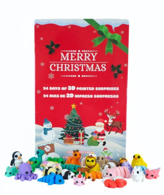 Unique Christmas Countdown Gift for Kids and Adults - Surprise Holiday Toy Figurines - 3D Printed Advent Calendar with 24 Mini Toys