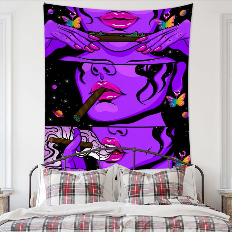 Girl Pattern Tapestry, Modern Wall Decor Hanging Tapestry, Polyester Aesthetic Poster for Bedroom Dorm Room Decor, Bedroom Accessories for Home Decor, Dorm Essentials