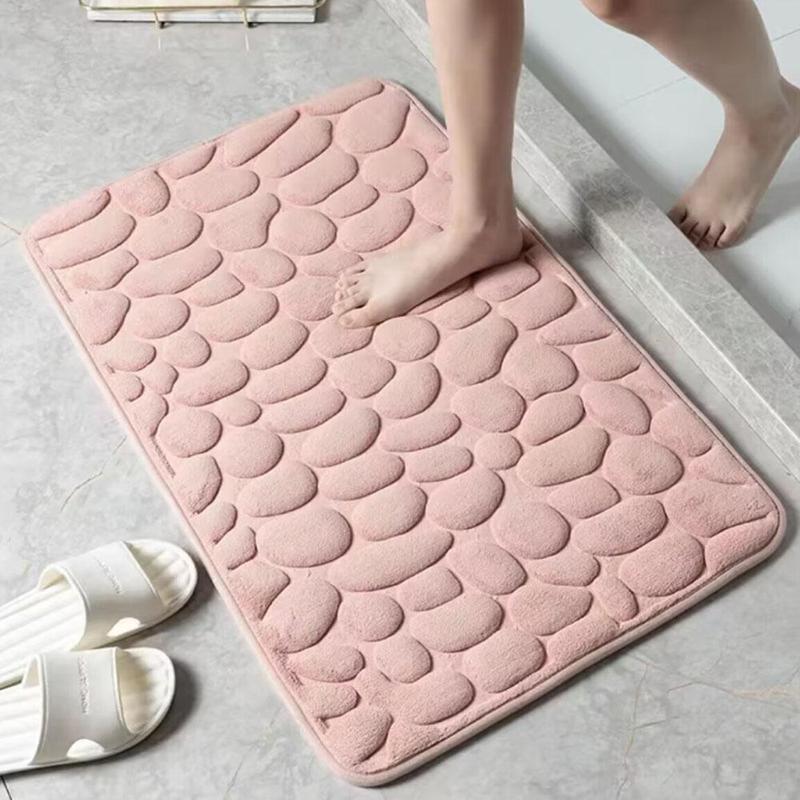 Cobblestone Pattern Bath Mat, 1 Count Memory Foam Non-slip Bathroom Rug, Soft Absorbent Bath Mat for Bathroom Accessories