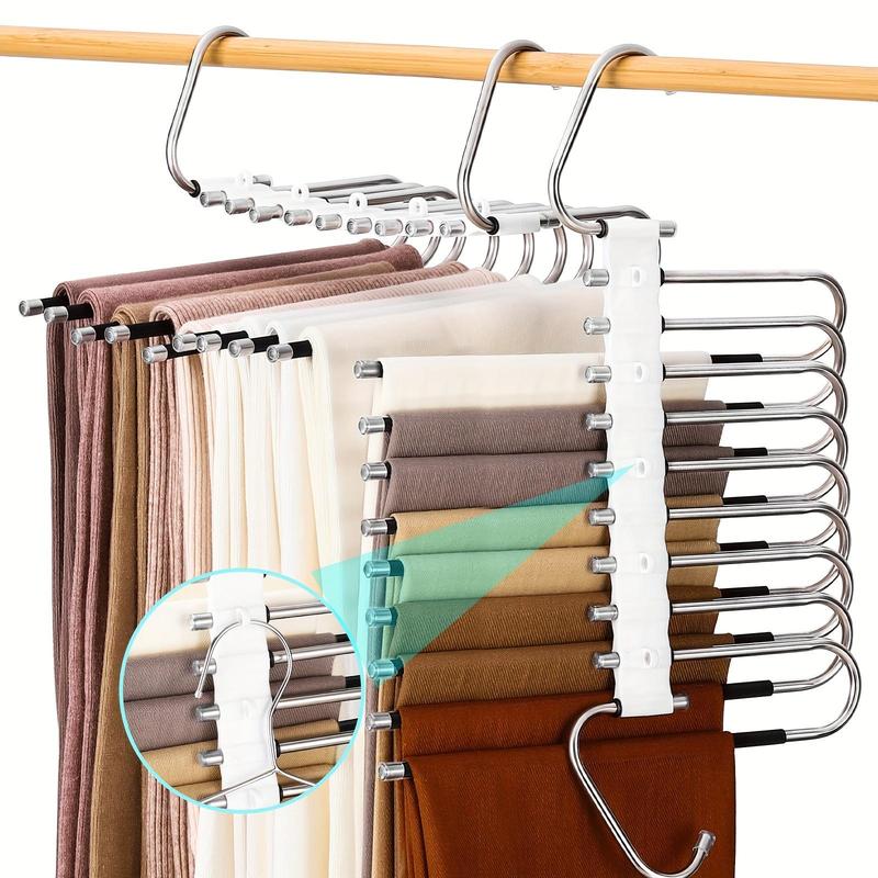 S-shaped Pants Hanger, 1 Count Space Saving 5 9 Layers Clothes Holder, Wardrobe Storage Hanger for Jeans Tights Trousers