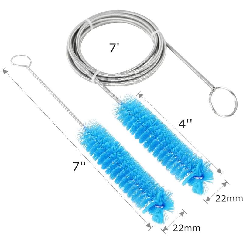 CPAP Tube Cleaning Brush-7 Feet Flexible + 7 Inches Handy Stainless Steel Wire Bristle Brush- Fits for Standard 22mm Diameter Tubing