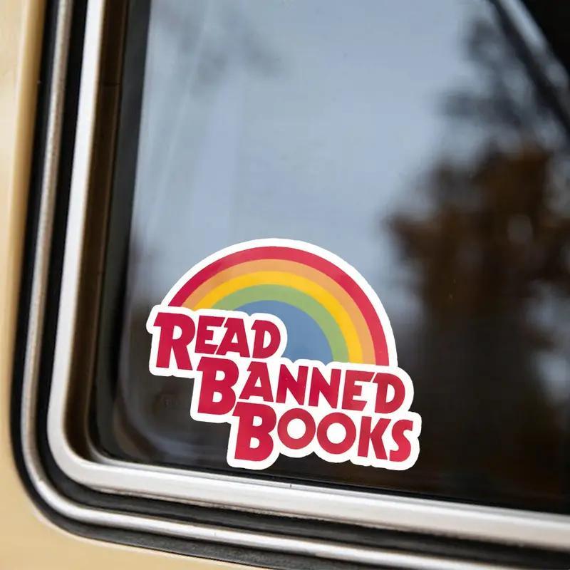 Read Banned Books Sticker, Waterproof Vinyl Sticker, Durable Bumper Sticker for Car, Laptop, Water Bottle, Tool Box, Outdoor Use