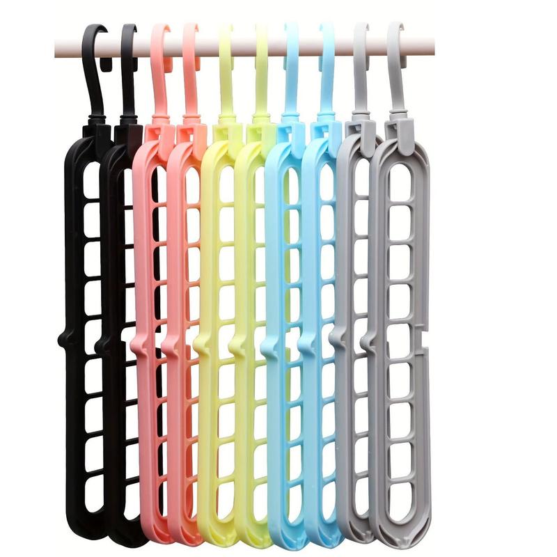 9 Holes Clothes Hanger, 10pcs Multifunctional Space Saving Clothes Hanger, Home Organizer for Bedroom Wardrobe Closet