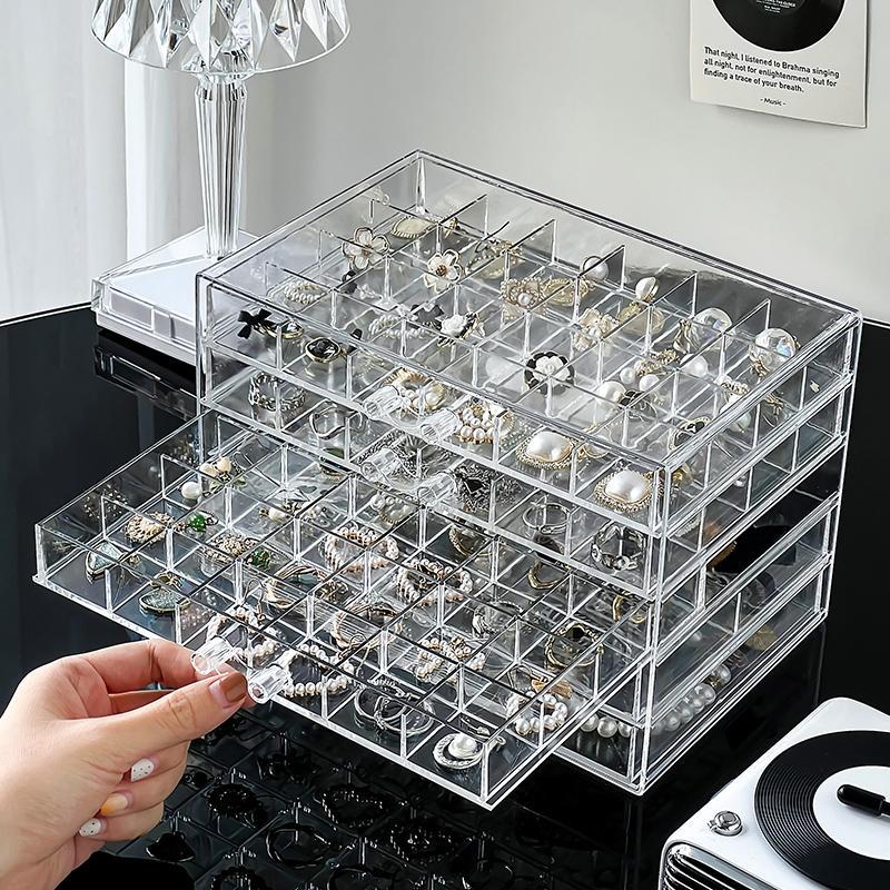 Layers Plastic Dustproof Jewelry Box, 1 Count Jewelry Storage Box, Transparent Large Jewelry Storage Display Case, Multi-layer Jewelry Earrings Rings Necklaces Bracelets Pendants Organizer