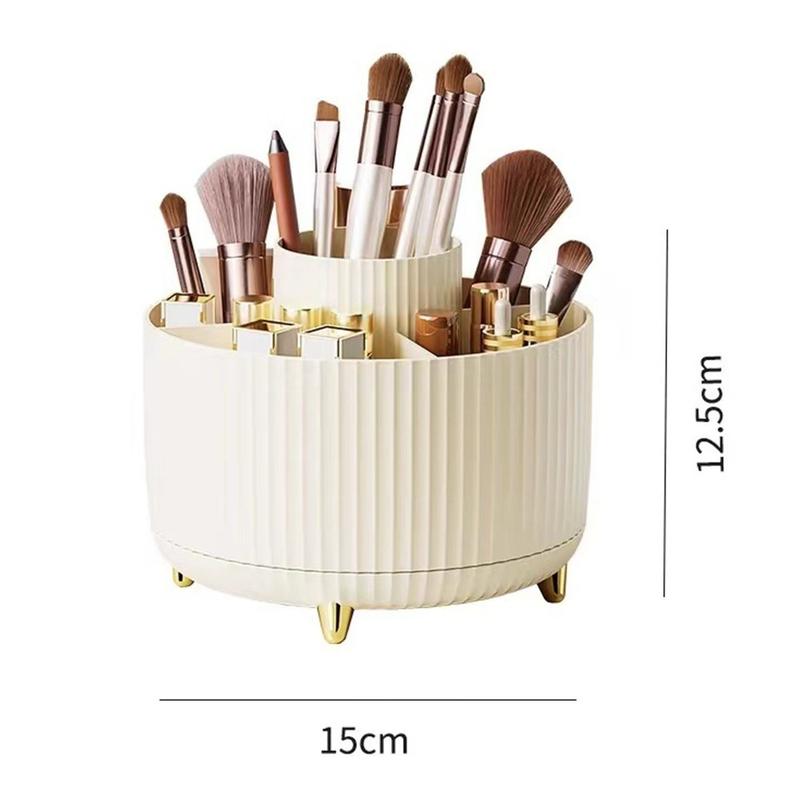 360° Rotating Makeup Brush Holder Organizer - Multicolour 5 Slot Makeup Brushes Cup for Cosmetics, Nail Polish, Art Supplies | Bathroom Vanity & Desktop Organizer (White) Boxes