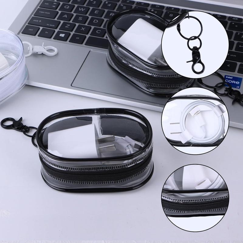 Clear Charging Cable Storage Bag, 1 Count Transparent Compact Organizer for Travel, Data Cables, Headphones & More, Mini Cord and Charger Organizer