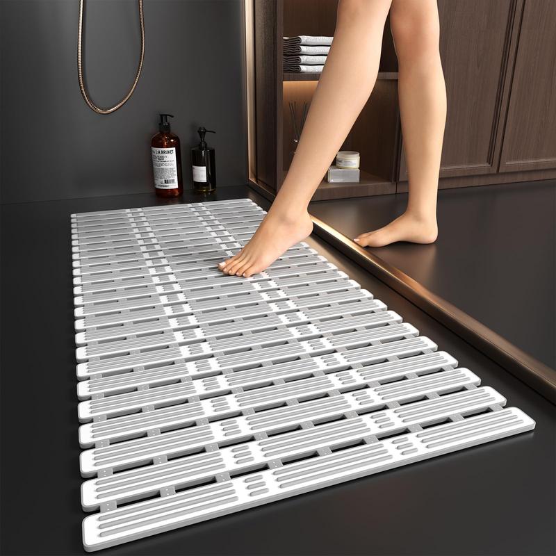 Non-slip Bathroom Mat, Hollow Out Mold Resistant Household Size Cuttable Shower Mat, Machine Washable Shower Rug for Bathroom Accessories