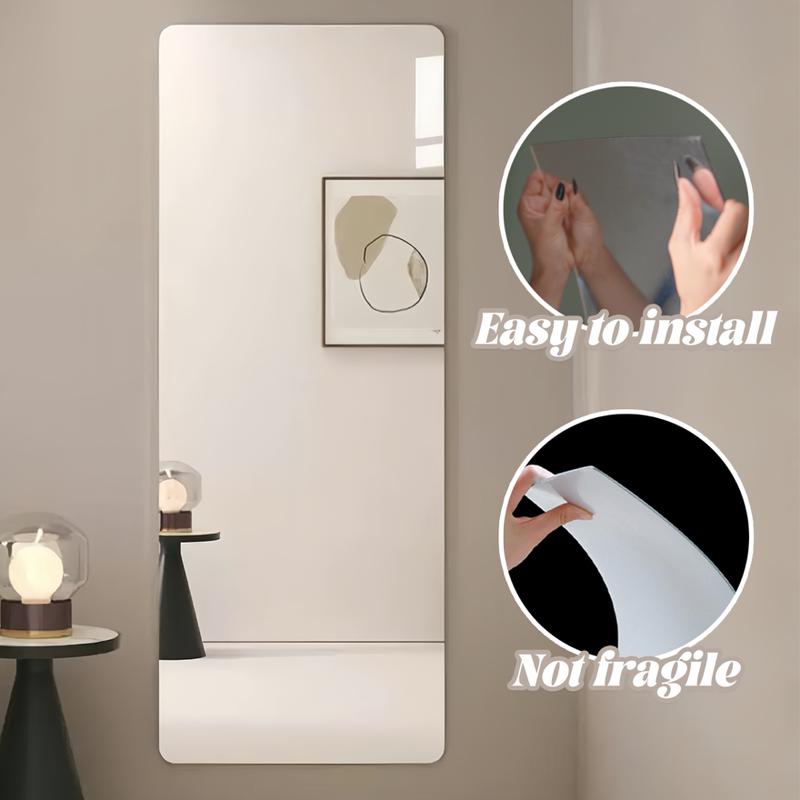 Portable Full Length Soft Mirror,Acrylic Mirror,High Definition Mirror, Back Sticker Adhesive, Seamless Rustproof Crushproof Mirror,Space-saving For Your Apartment,House Living Room,Bedroom,Bathroom,Closet(47.25*15.75*0.1 inches)