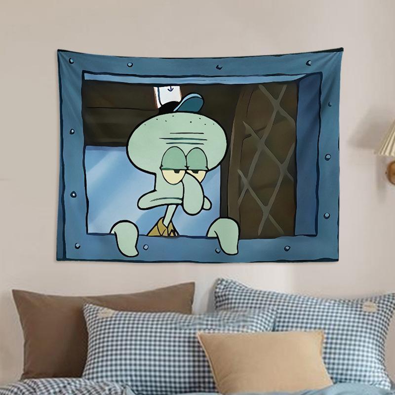 sponge baby Cartoon Back WallTapestry Wall Decoration BackgroundCloth Bedroom Dormitory RentalRoom Wall Tapestry. AnimeSquidward University DormitoryPrivate Room Man Cave FraternityWall Decoration Plastic Surgery