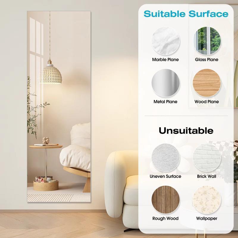 Portable Full Length Soft Mirror,Acrylic Mirror,High Definition Mirror, Back Sticker Adhesive, Seamless Rustproof Crushproof Mirror,Space-saving For Your Apartment,House Living Room,Bedroom,Bathroom,Closet(47.25*15.75*0.1 inches)