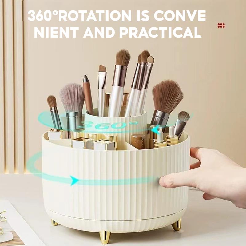 360° Rotating Makeup Brush Holder Organizer - Multicolour 5 Slot Makeup Brushes Cup for Cosmetics, Nail Polish, Art Supplies | Bathroom Vanity & Desktop Organizer (White) Boxes