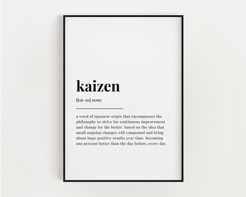 Kaizen Definition Print Poster Prints No Framed, Gifts For Family Friend, Bedroom Wall Decor, Wall Art Home Decor, Modern Wall Art